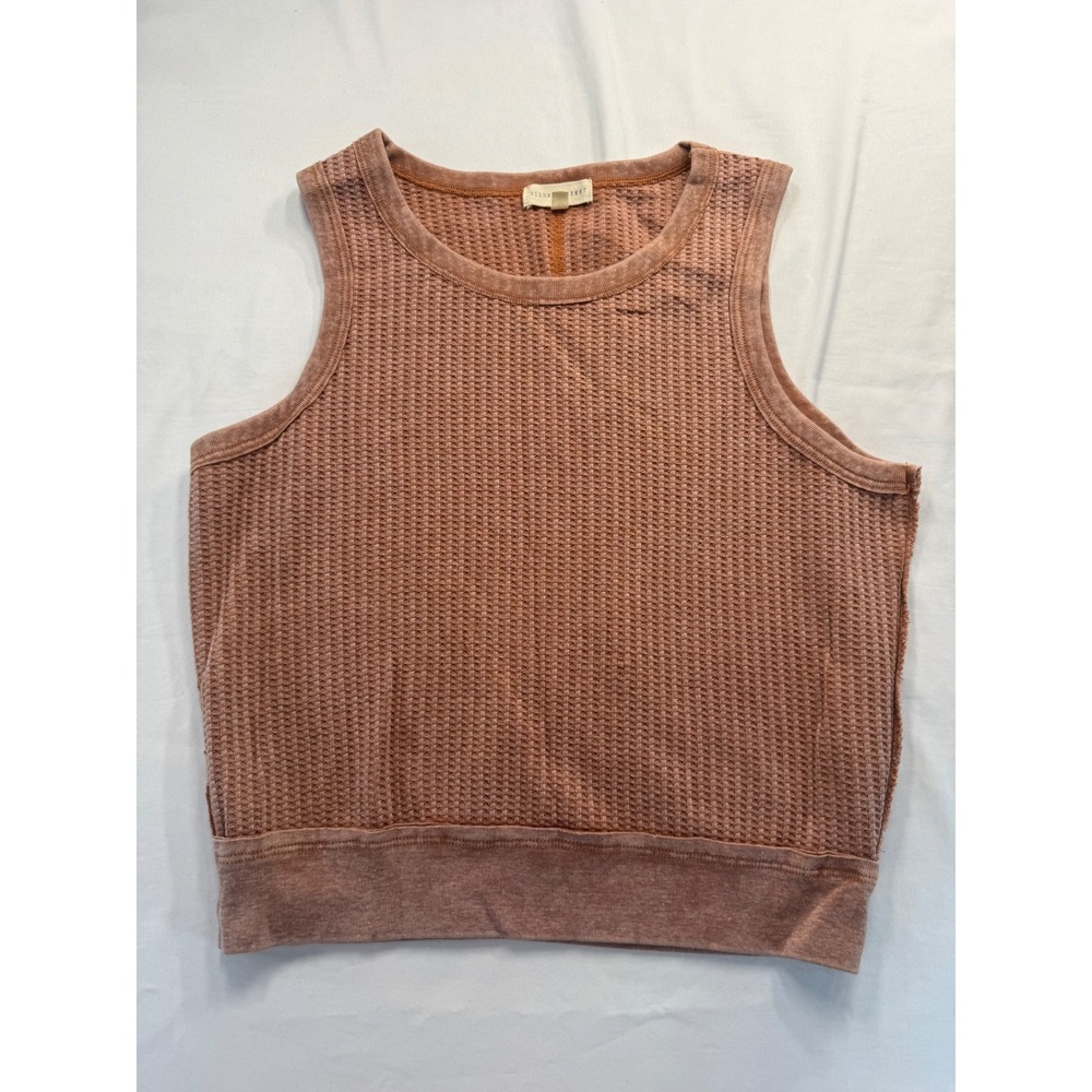 Gilded Intent Womens Waffle Knit Tank Top Size M Rust Orange Sleeveless Crop